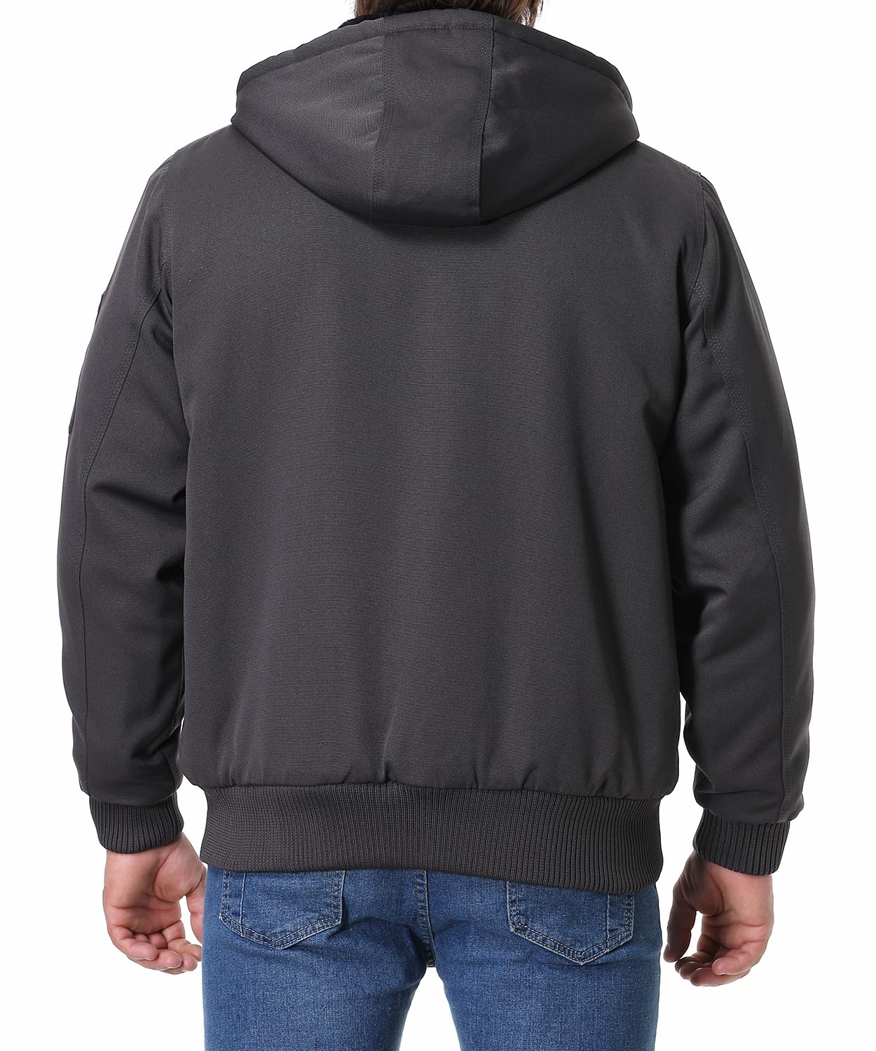 TUAOVA Men's Fit Relaxed Work Coat Fleece Lined Waterproof Workwear Winter Hooded Jacket with Multiple Pockets