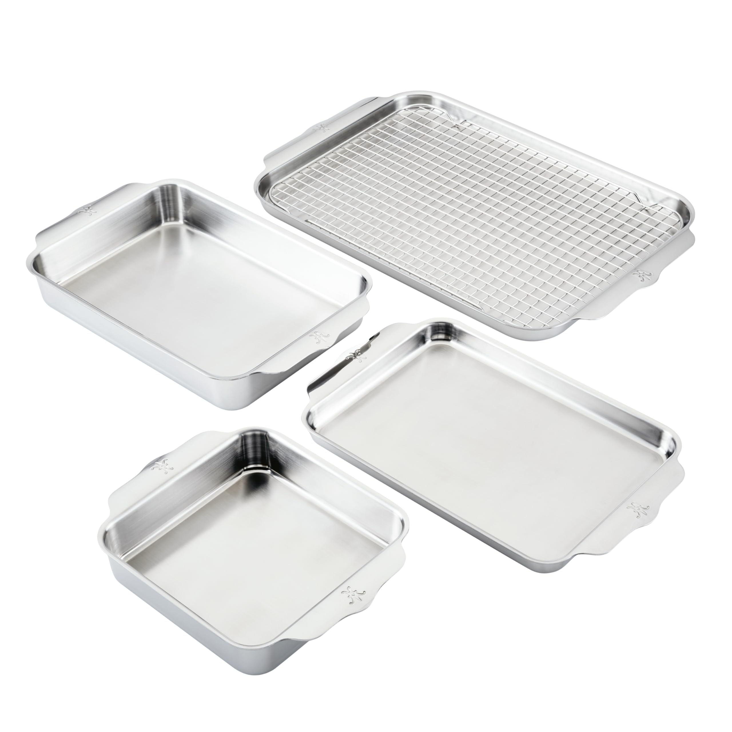 Hestan Provisions OvenBond – 3-Piece Tri-ply Baking Sheet Set Professional Stainless Steel Bakeware, Half & Quarter Sheets & Rack