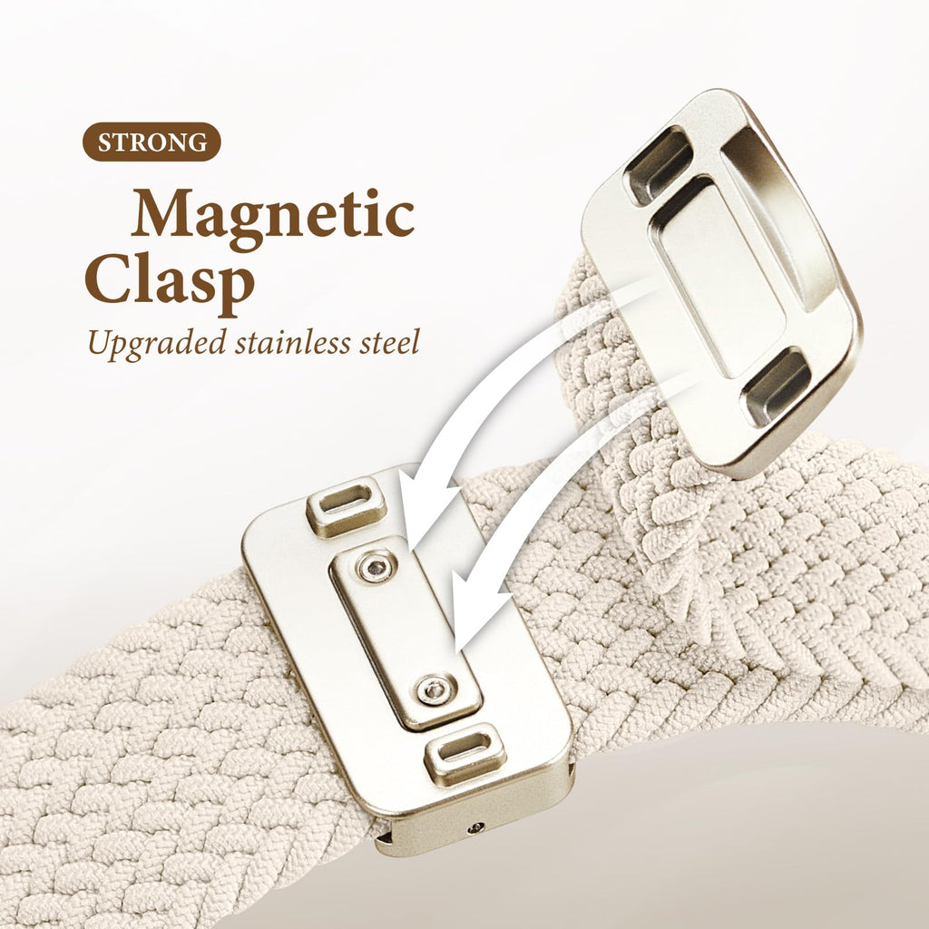 Braided Stretchy Bands with Magnetic Clasp Compatible for Apple Watch Band 38mm 40mm 41mm 42mm 44mm 45mm 46mm 49mm Women Men, Nylon Sport Solo Loop for iWatch Series 11 10 9 8 7 6 5 4 3 Ultra 3 2 1 SE