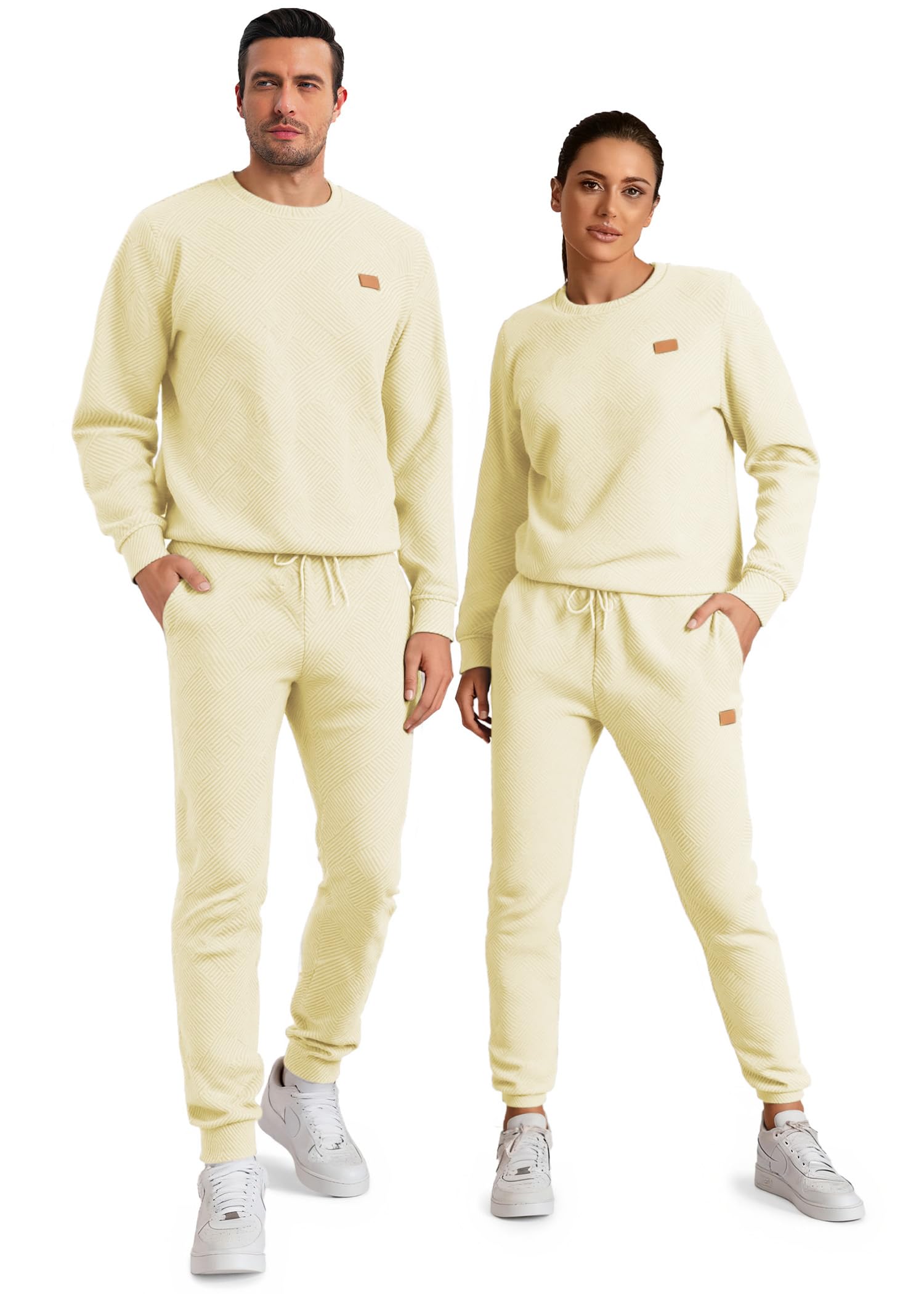 JMIERR Men's 2 Piece Outfits Knit Jacquard Pullover Sweatshirt Tracksuit & Joggers Sweatpants Sweatsuit Sets with Pockets