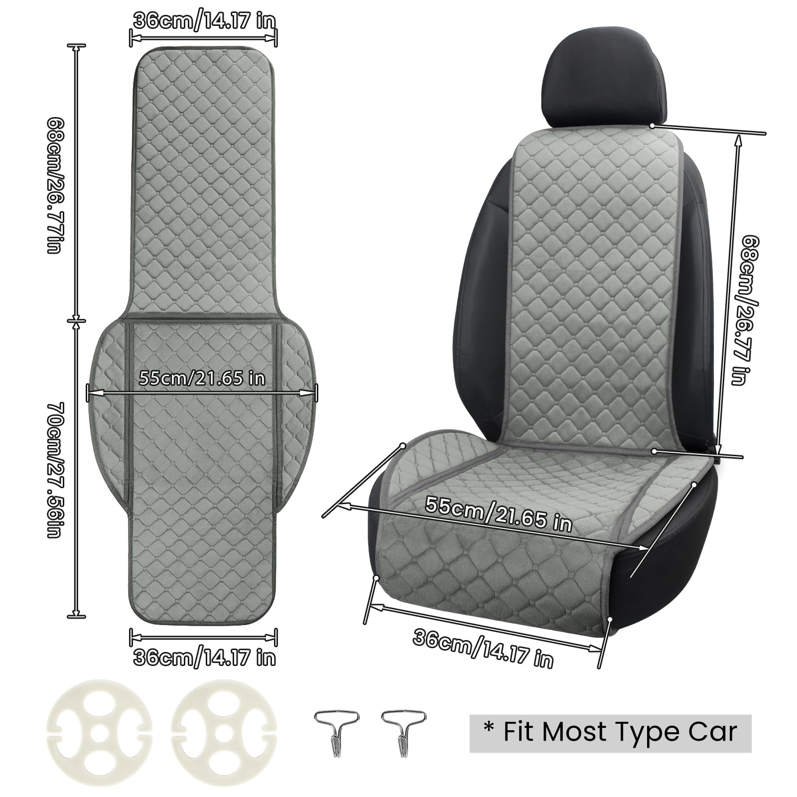 surpassme Comfortable Car Seat Covers Universal Front Seat Covers for Car Accessories, Padded Car Interior Covers for Automotive, SUV, Truck, and Van(Black)