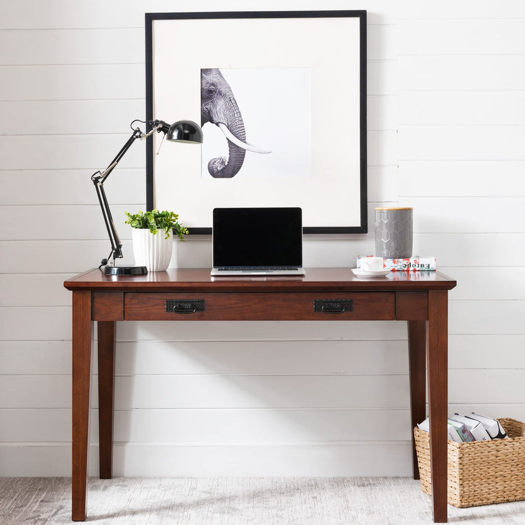 Leick Home Cottage White Turned leg Laptop Desk with Center Drawer, White