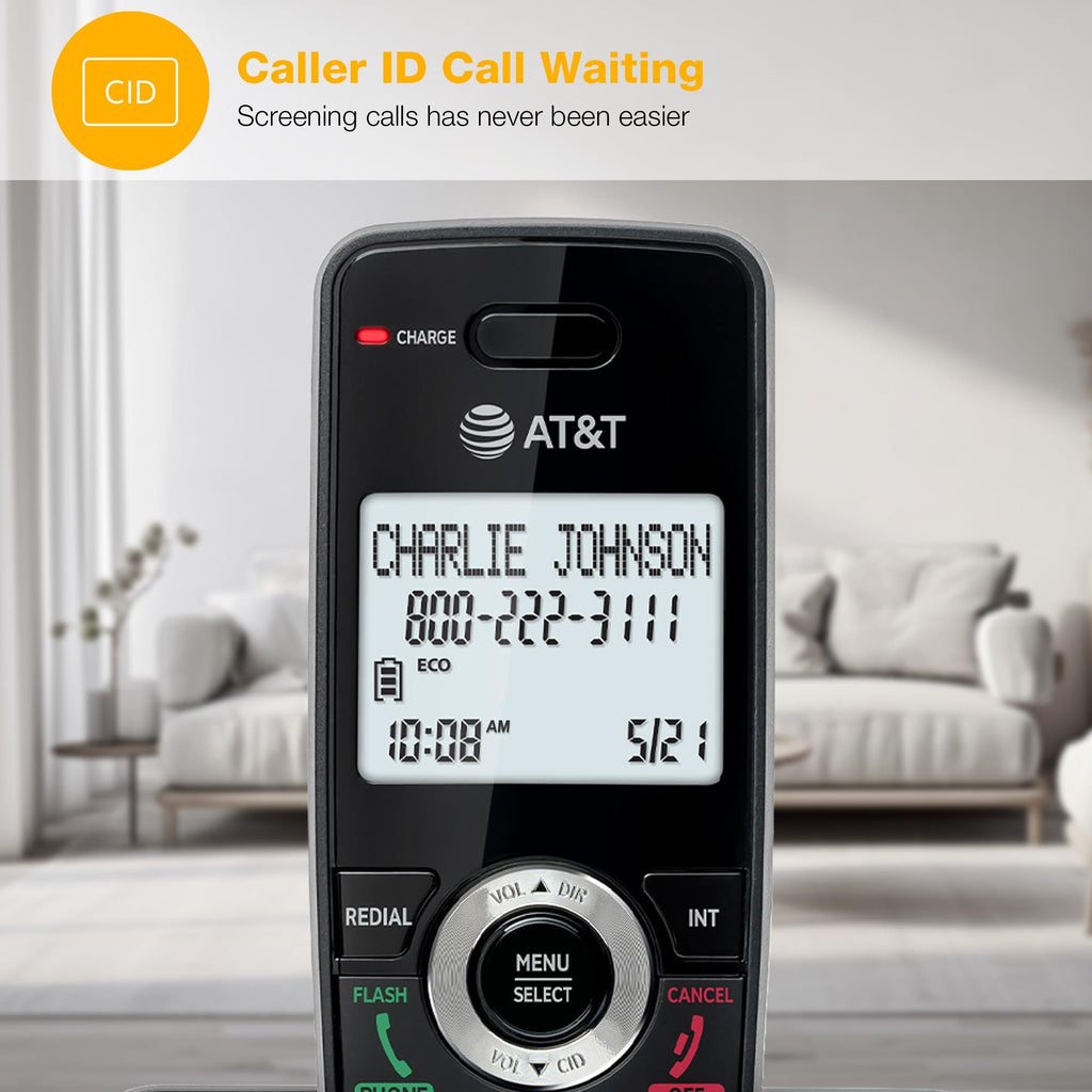AT&T Landline Home Phone with Call Blocker, Caller ID/Call Waiting, Full-Duplex Handset Speakerphone, Backlit Keypad & Display, Rechargeable Battery, ECO Mode, DECT 6.0: GL2101-11