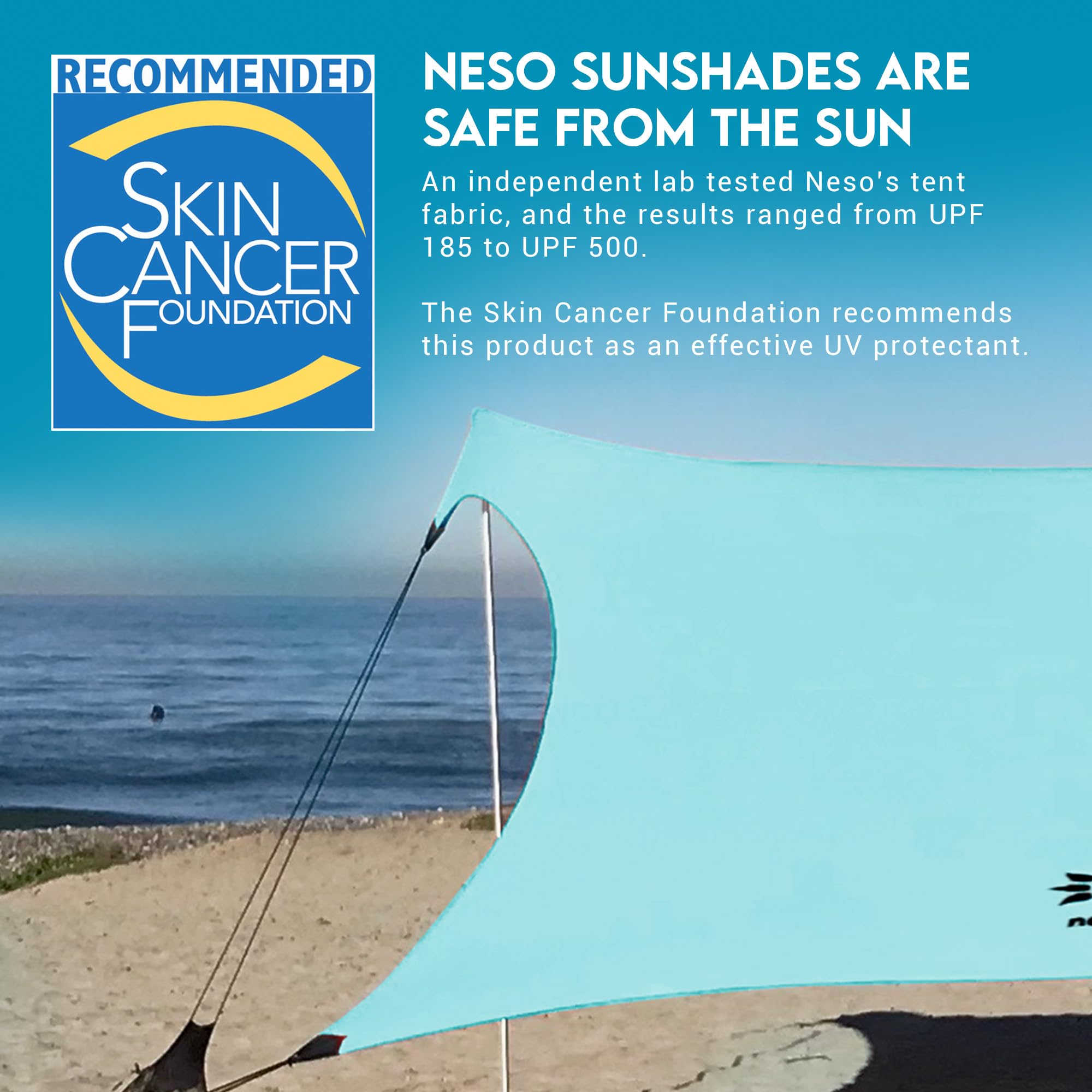 Neso Gigante Portable Beach Tent Sun Shelter - Lightweight Beach Shade Canopy - Easy Setup for Family Outings - Patented Reinforced Corners - UPF 50+ - 8ft Tall, 11 x 11ft - Save The Whales