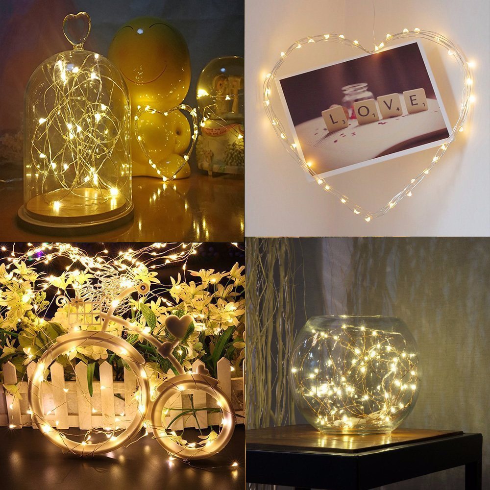 BXROIU Fairy Lights CR2032 Battery Operated,6.6Ft/2Meter 20 LEDs Micro Silver Wire String Lights for Bedroom Christmas Party Wedding Decoration (Multi-Colour, 6 Pack)