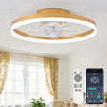 16 Inch RGB Low Profile Ceiling Fans with Lights, Modern Flush Mount Fandelier Chandelier Fixture, Remote & APP Control, Black LED Ceiling Fan Light for Bedroom, Living Room, Kitchen Indoor
