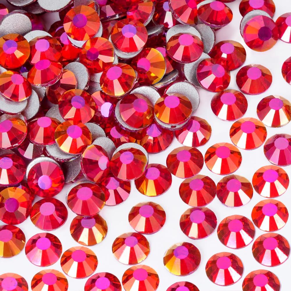 2880 Pieces Flatback Rhinestones Glue Fix Crystal Glass Diamantes Gems for Crafting Nail Art Crafts Decorations Clothes Shoes 1.4 mm (ss3, Amber)