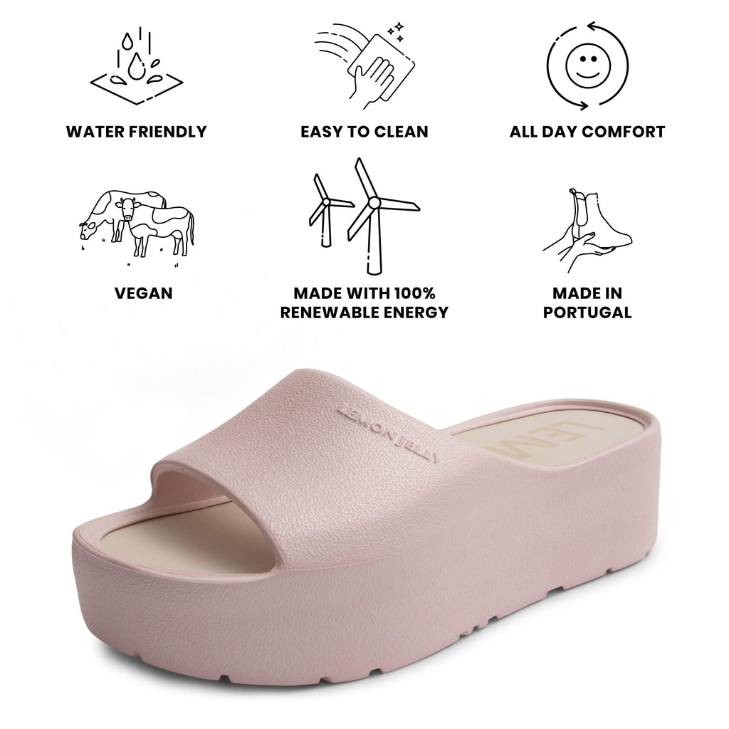 Lemon Jelly Women's Sunny Platform Sandals - Cute Water-Friendly Comfort Wedges for the Beach or Casual Wear - Super Lightweight Slip-On Flip Flops for Ladies
