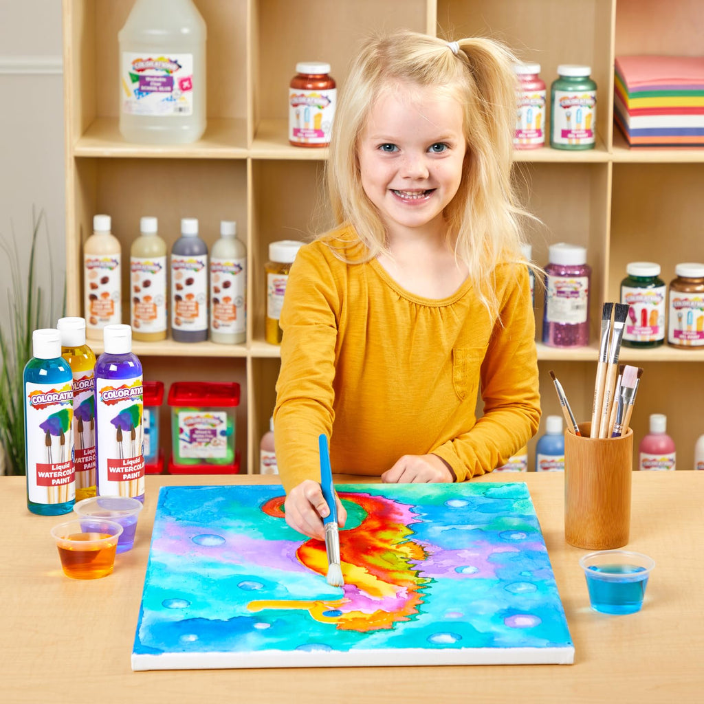 Colorations Paraben-Free Glitter Liquid Watercolor Paint, Set of 8 Vibrant Colors, 8 fl oz, Non-Toxic and Made in The USA