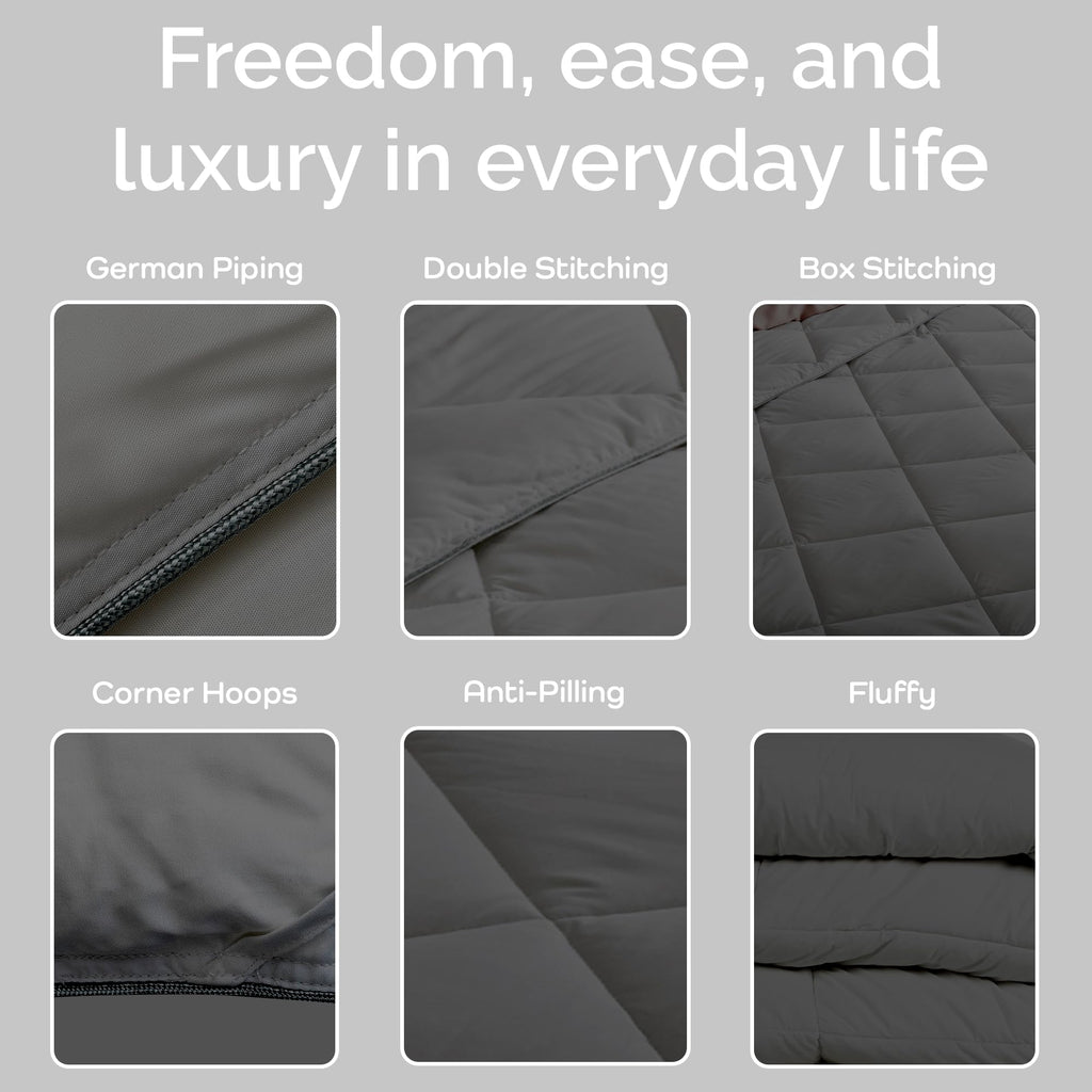 Cooling Comforter Oversized King – Lightweight All Season Down Alternative Duvet Insert, Hypoallergenic Plush Fill, 100% Viscose from Bamboo Cover - Charcoal, 116"x 98"
