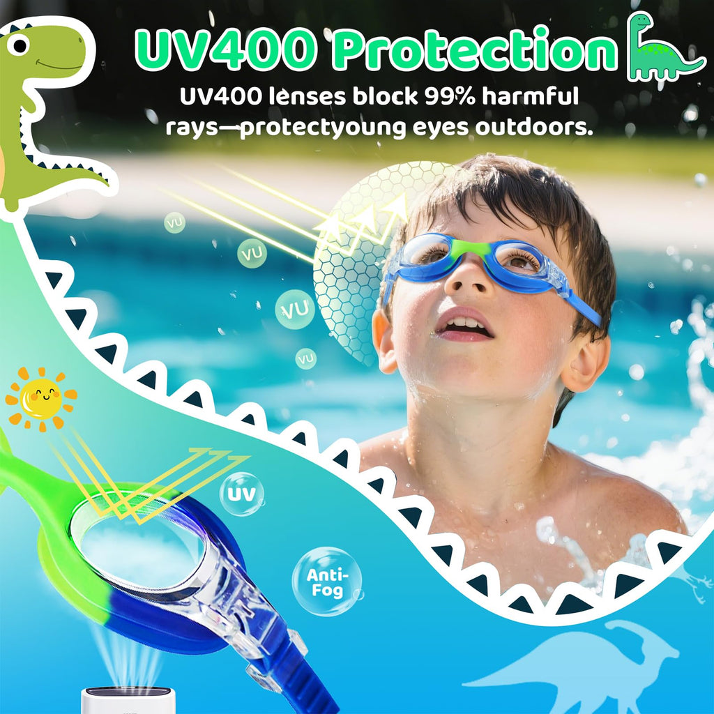 Vvinca Kids Swim Goggles with Fabric Strap No Tangle Pain-Free, Anti-Fog Swimming Pool Goggle No Leak for Toddlers Girls Boys