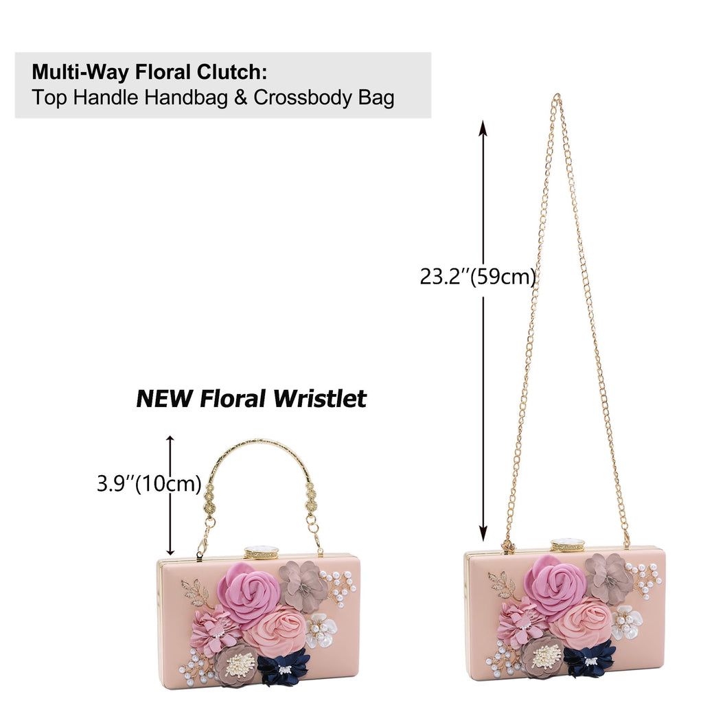 Evening Bag for Women, Flower Wedding Evening Clutch Purse Bride Floral Clutch Bag