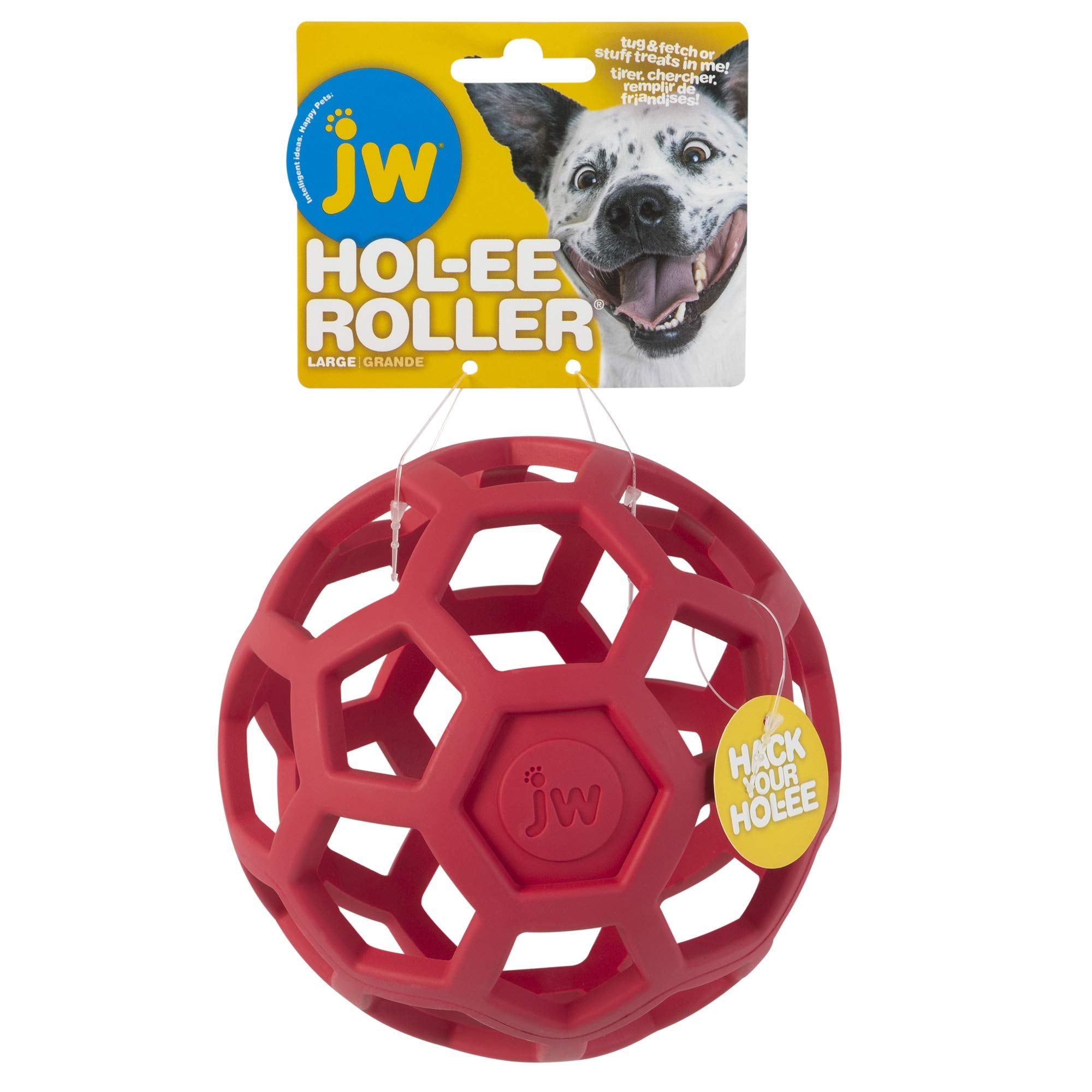 JW Pet HOL-ee Roller™, Dog Toy Puzzle Ball, Natural Rubber, Small (3 Inch Diameter), Blue