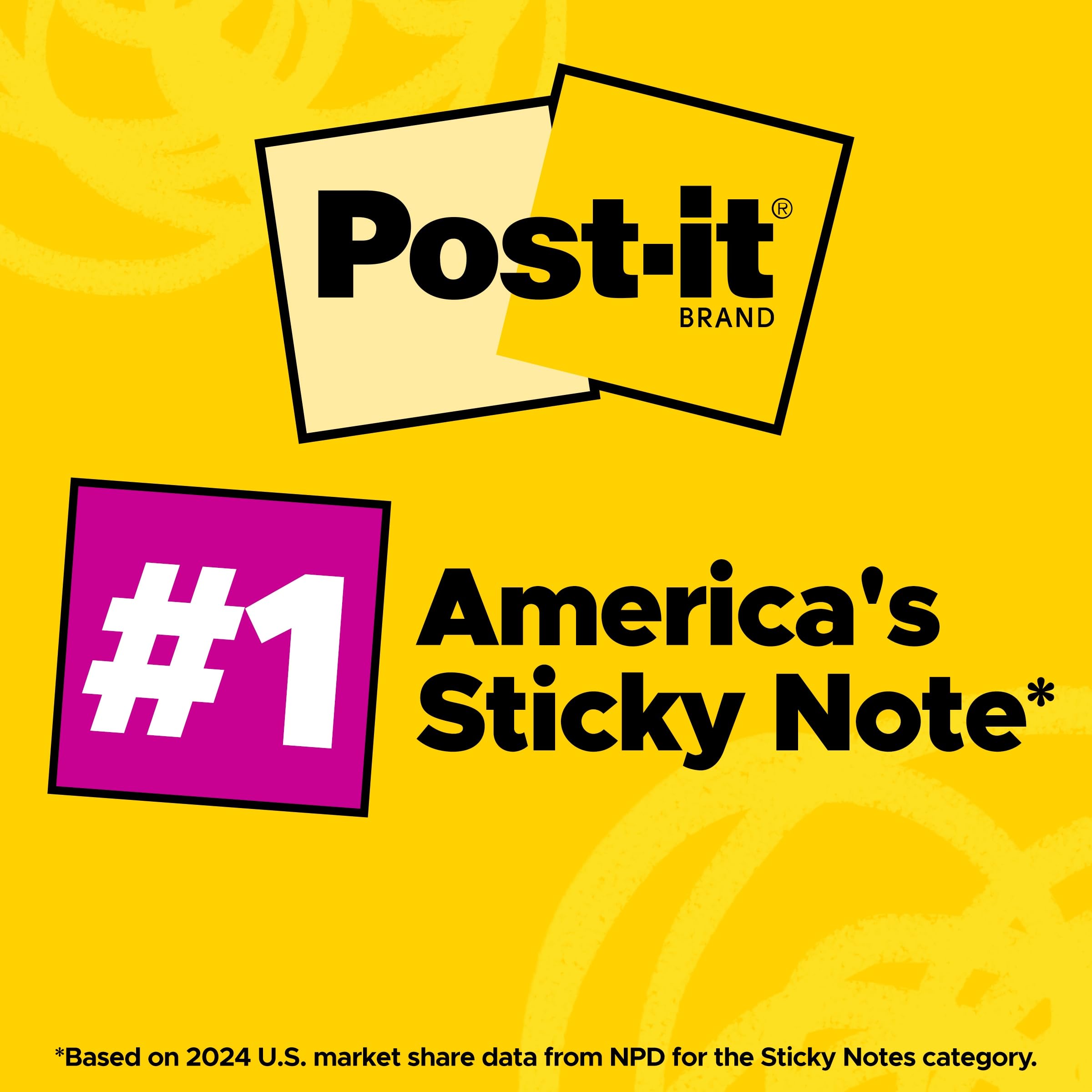 Post-it Super Sticky Lined Notes, 5 Sticky Note Pads, 4x6 in, 2X the Sticking Power, Back to School Supplies for Students, Sticky Notes for Textbooks, Notebooks, and Vertical Surfaces, Bright Colors