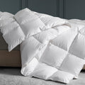 C&W Twin/Twin XL Down Comforter All Season, 750 Fill Power, Duvet Insert, 30oz Fill Weight, 100% Cotton Shell, Noiseless, Breathable, Lightweight, Machine Washable, Baffle Box, White (68"x90")