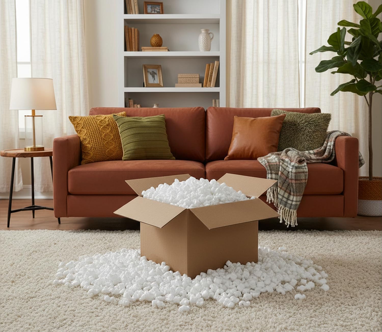Packing Peanuts, 3.5 Cubic Feet, Beige | Bulk Loose Fill, For Shipping, Moving & Storage, Compostable & Biodegradable, Cushion For Shipping
