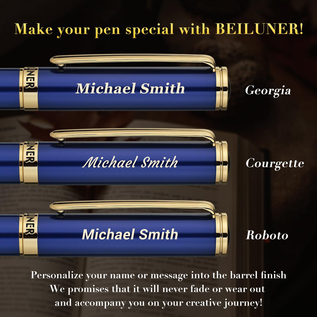 BEILUNER Luxury Rollerball Pen,24K Gold Trim,Noble and Elegant Designs,Schneider Ink Refill, Best Roller Ball Pen Gift Set for Men & Women, Professional, Executive Office, Nice Pens