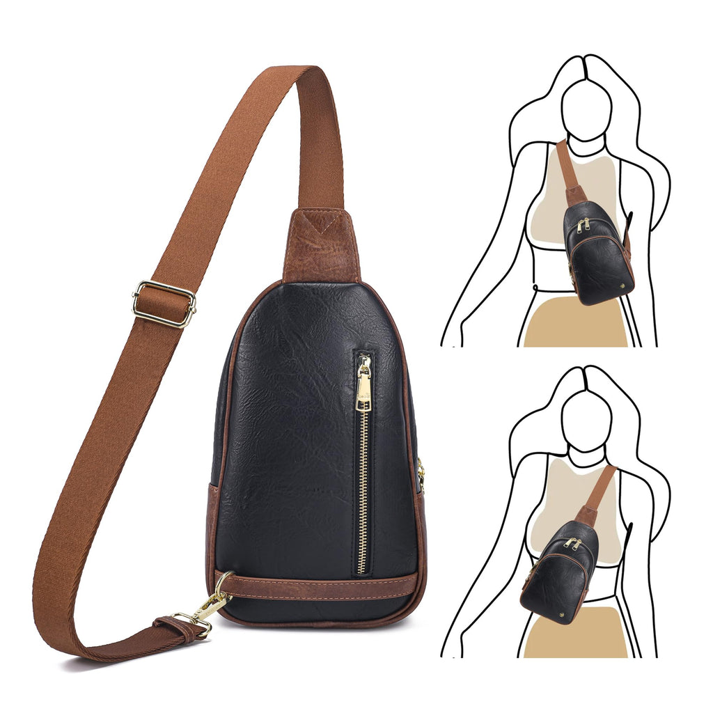 INICAT Small Crossbody Sling Bags Faux Leather Fanny Packs Purses for Women Everyday & Travel