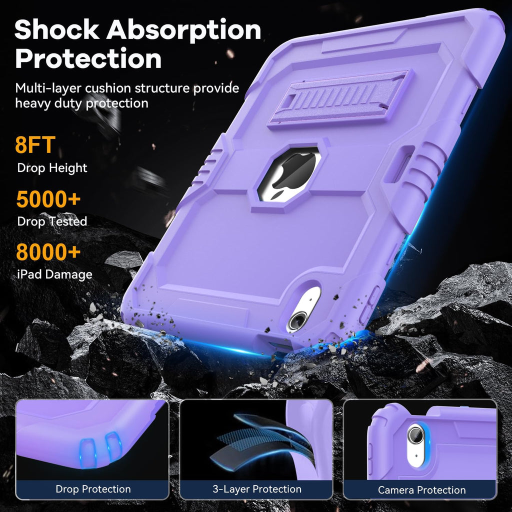 OKP Case for iPad 9th/ 8th/ 7th Generation (2021/2020/2019), Heavy Duty 10.2 inch iPad Shockproof Rugged Protective Cover with Built-in Stand, Hard iPad 9 8 7 Gen Cases for Kids Girls Boys, Black