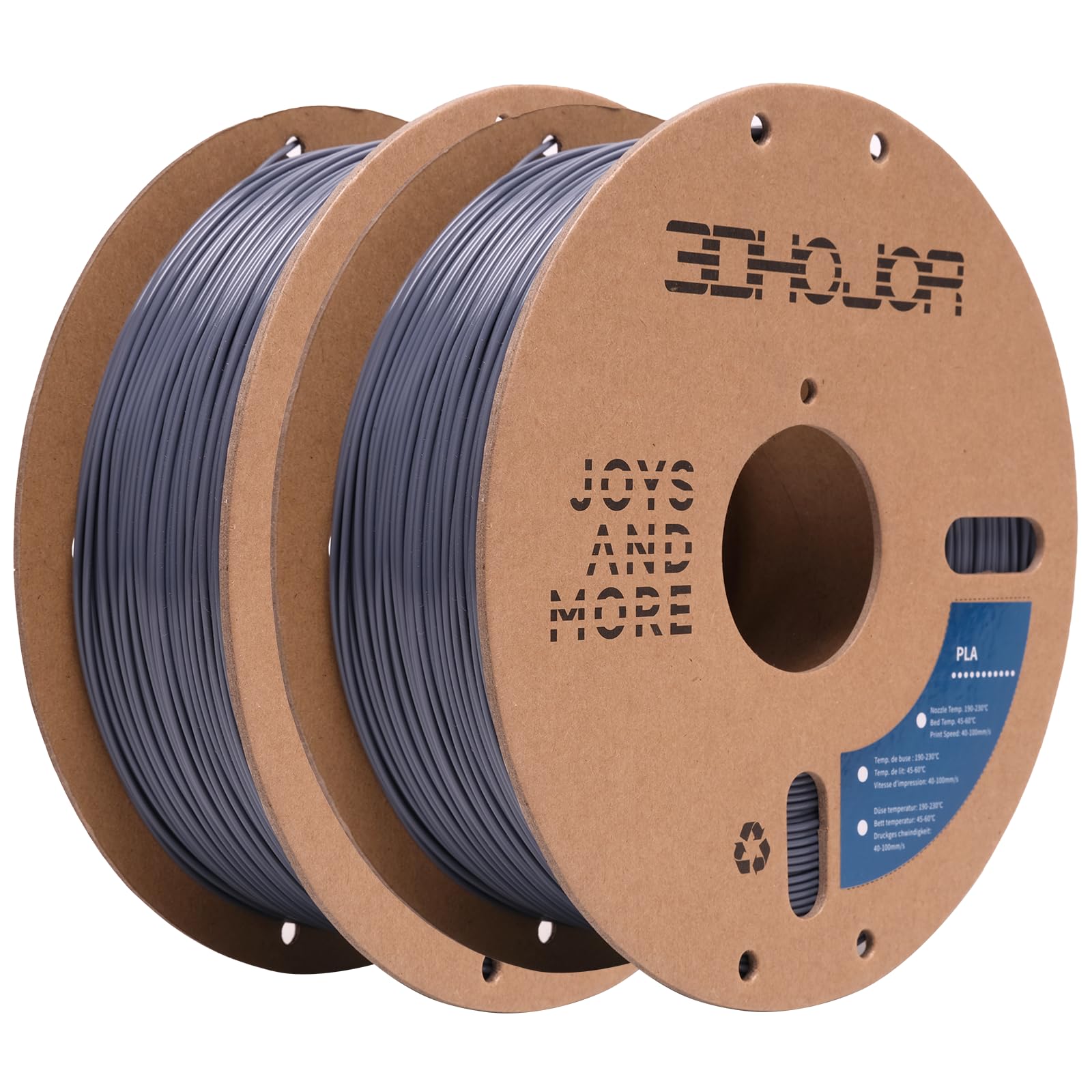 3DHoJor PLA Filament 1.75mm,3D Printing Filament,1kg*2 Cardboard Spool, Fit Most FDM 3D Printer,Dimensional Accuracy +/- 0.03 mm,Vacuum Packaging-2Pack Black
