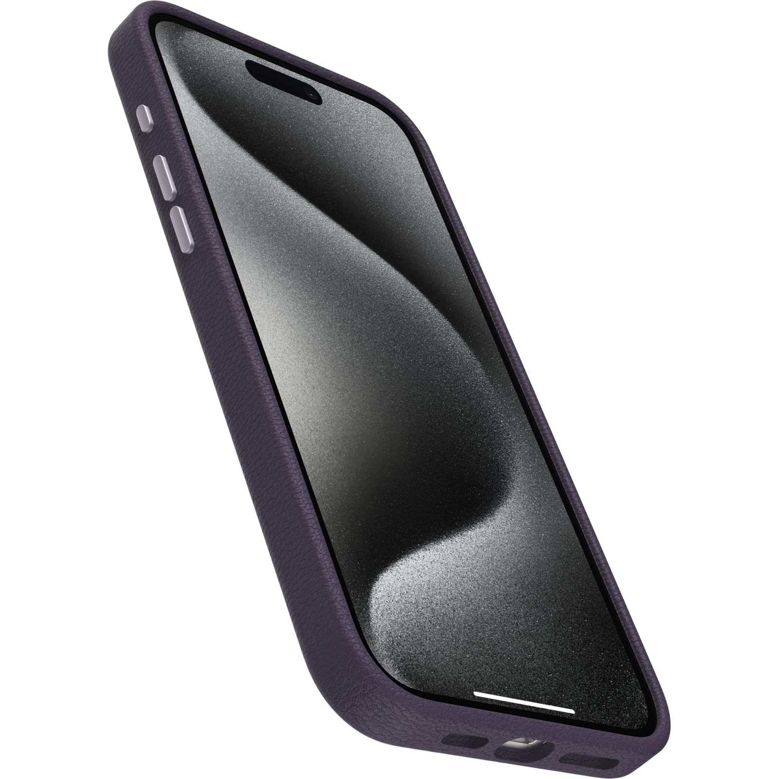 OtterBox iPhone 15 Symmetry Series Cactus Leather for MagSafe - Noir ASH (Black), Slim, Premium, Protective iPhone Case