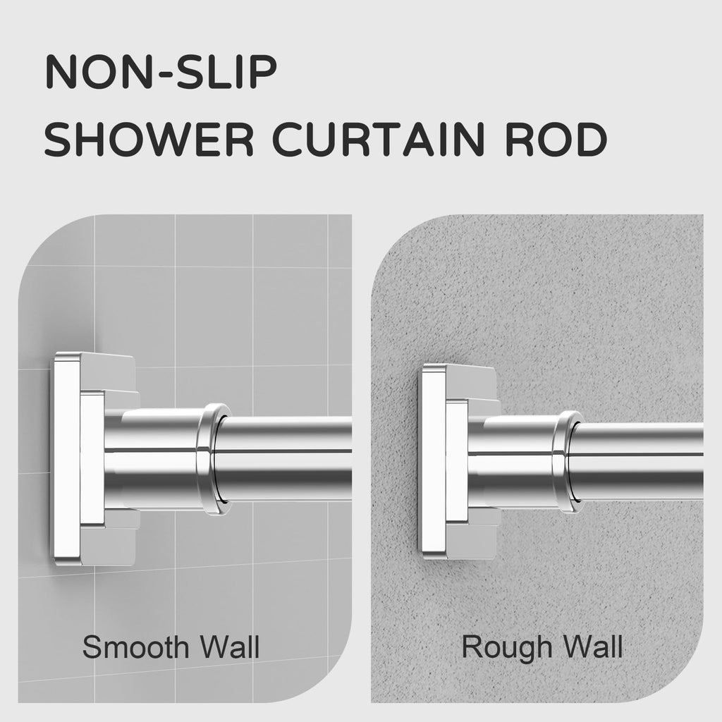 UIOSANRT Tension Shower Curtain Rod 31-55 Inches Non-Slip Shower Rod Tension Mounted No Drill Black Shower Curtain Rods Spring Tension Rod Adjustable Tension Curtain Rod for Windows Bathroom