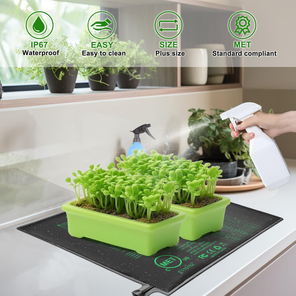 Seedling Heat Mat Hydroponic Plants Heating Pad, Seed Starting Greenhouse and Germination, Waterproof Durable Heating Pad for Indoor Home Gardening Seed Starter(10“x20.75”)
