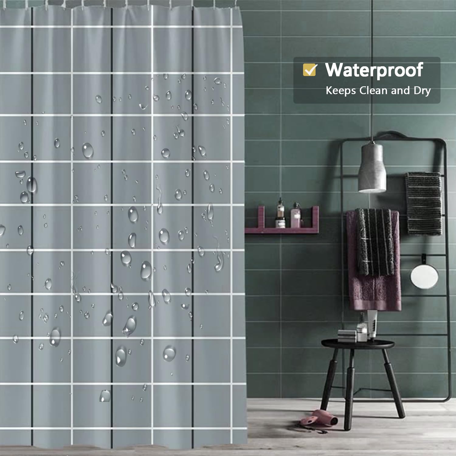 LLSCL Fabric Shower Curtain Liner with Magnets, Waterproof Hotel Quality, 72 x 72 Machine Washable