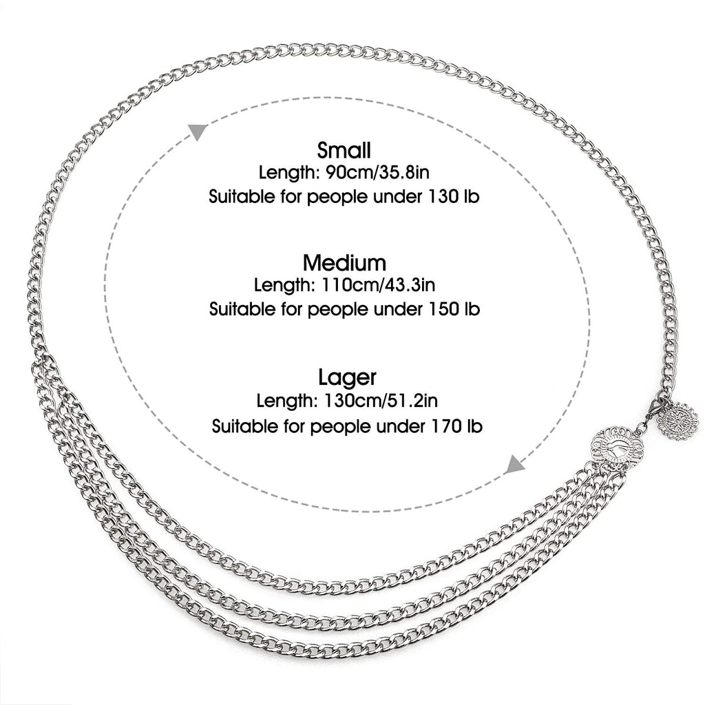 Glamorstar Multilayer Metal Waist Chain Dress Belts Metal Belt for Women