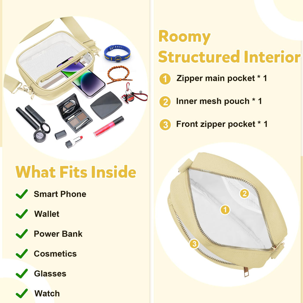 KETIEE Clear Crossbody Bag, Stadium Approved Clear Purse Bag for Concerts Sports Events Festivals