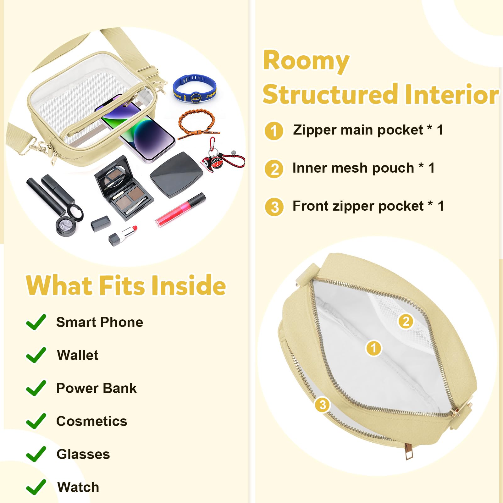 KETIEE Clear Crossbody Bag, Stadium Approved Clear Purse Bag for Concerts Sports Events Festivals