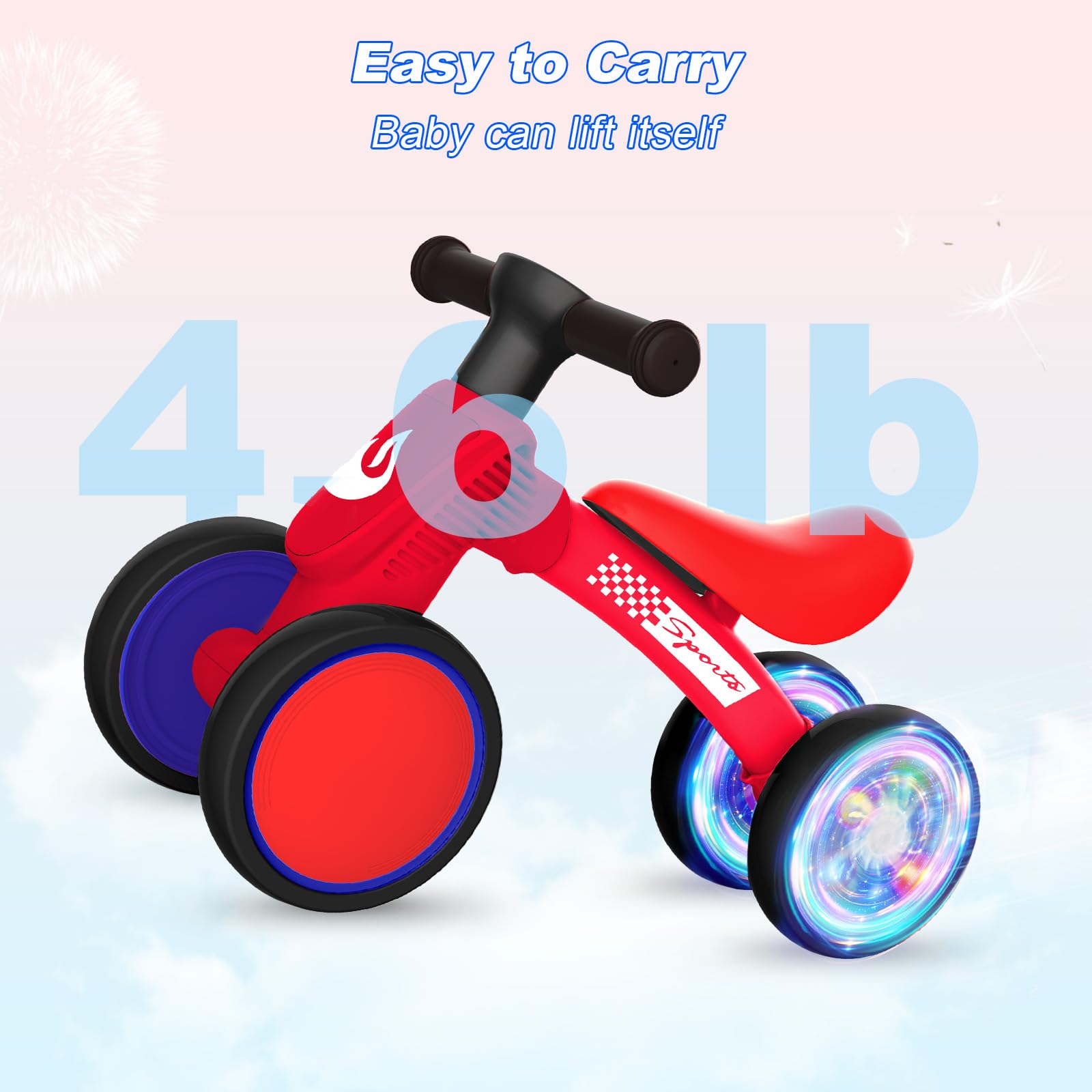 Colorful Lighting Baby Balance Bike Toys for 1 Year Old Boy Gifts, 10-36 Month Toddler Balance Bike, No Pedal 4 Silence Wheels & Soft Seat First Bike, One Year Old Boy Birthday Gift.