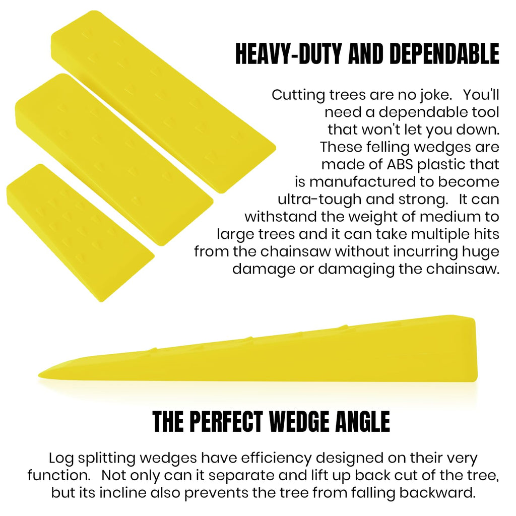 AR-PRO 6 Pack Tree Felling Wedges with Spikes for Safe Tree Cutting – 5.5” Wedges with Storage Bag; 6 Felling Dogs to Guide Trees Stabilize and Safely to Ground for Loggers and Fallers