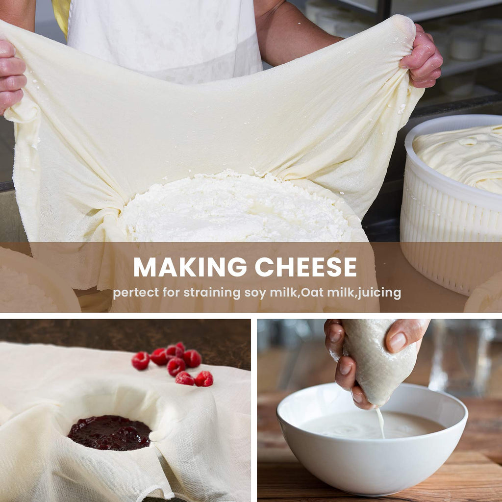 Precut Cheesecloth, 15 x 15'' 4 Pack, Grade 100, Ultra Fine Cheese Cloth for Straining & Cooking, 100% Unbleached Cotton Muslin Cloth for Making Cheese