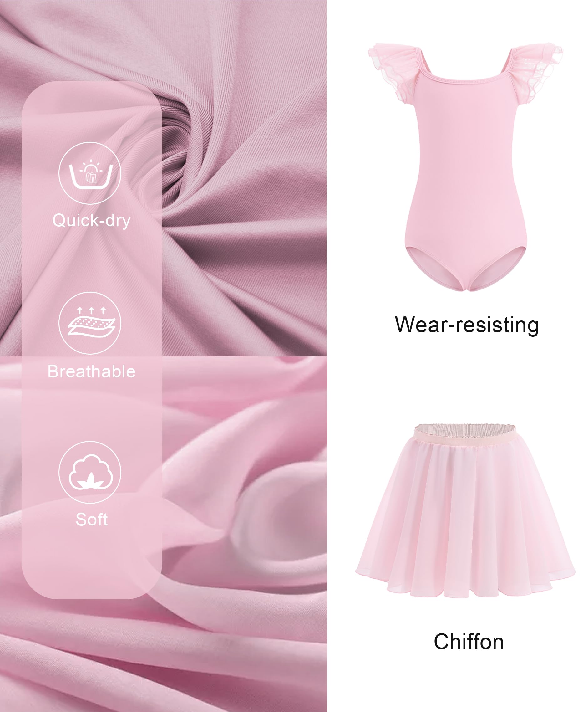Mecceos Ballet Leotards for Girls Toddler Dance Leotards Short/Long Sleeve Skirt Ballerina Outfits