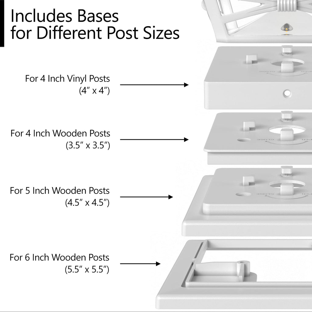 Davinci Lighting Renaissance Solar Outdoor Post Cap Lights - Includes Bases for 4x4 5x5 6x6 Posts - Bright LED Light - Pearl White (1 Pack)