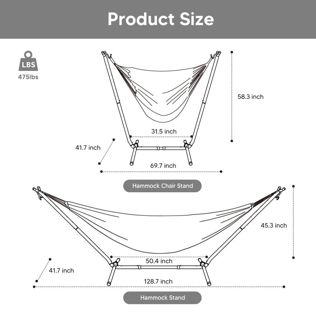 SUNCREAT 2-in-1 Convertible Free Standing Hammock with Stand Included, Camping Backyard Hammock with Stand, Patented, Blue & White Stripe