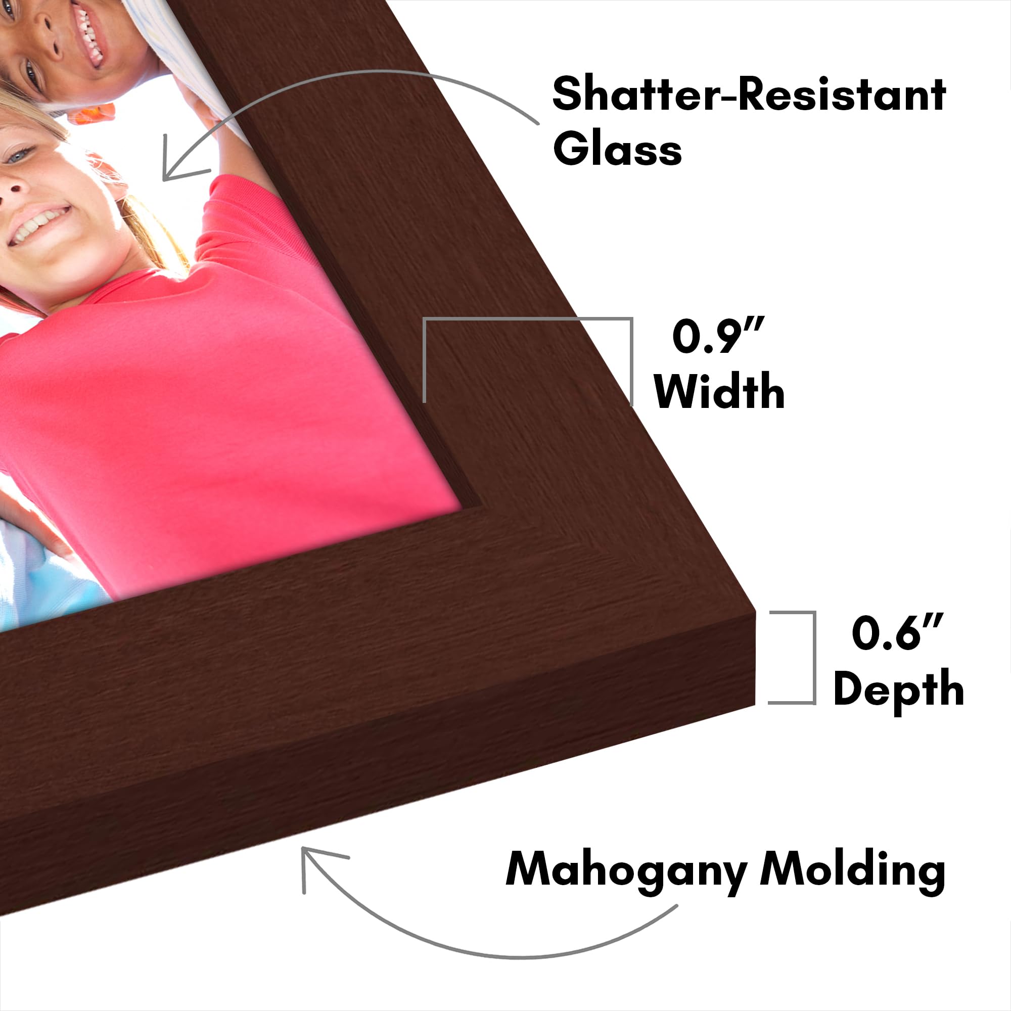 Americanflat Hinged 4x6 Picture Frame with Shatter-Resistant Glass - Double Picture Frames with Engineered Wood - Signature Collection - Photo Frame for Tabletop Display - Black