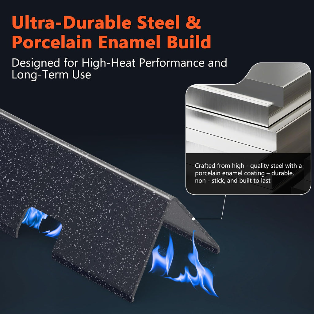 Grill Parts for Weber Genesis 300 Grills with Front Control Knob, Grill Grates for Genesis E310 S310 E/S320 E/S330, 17.5" Flavorizer Bars&Heat Deflectors, 19.5" Grill Grates for Weber 7524 7621 65505