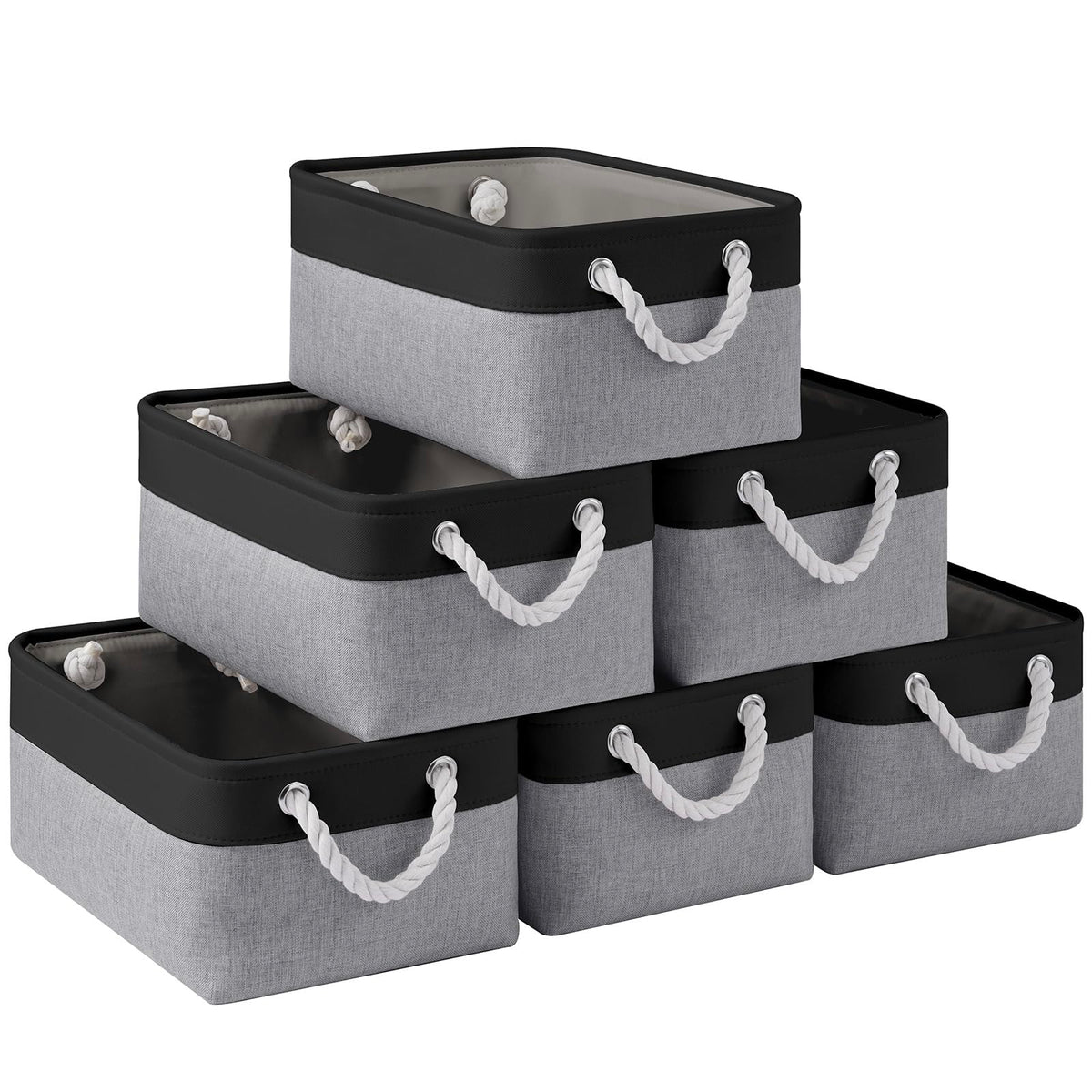 Storage Baskets for Shelves 11.8x7.9x5.2 Inch, Foldable Fabric Storage Bins with Handles, Small Storage Baskets for Organizing Closet, Office, Home Organization (1-Pack, Gray)