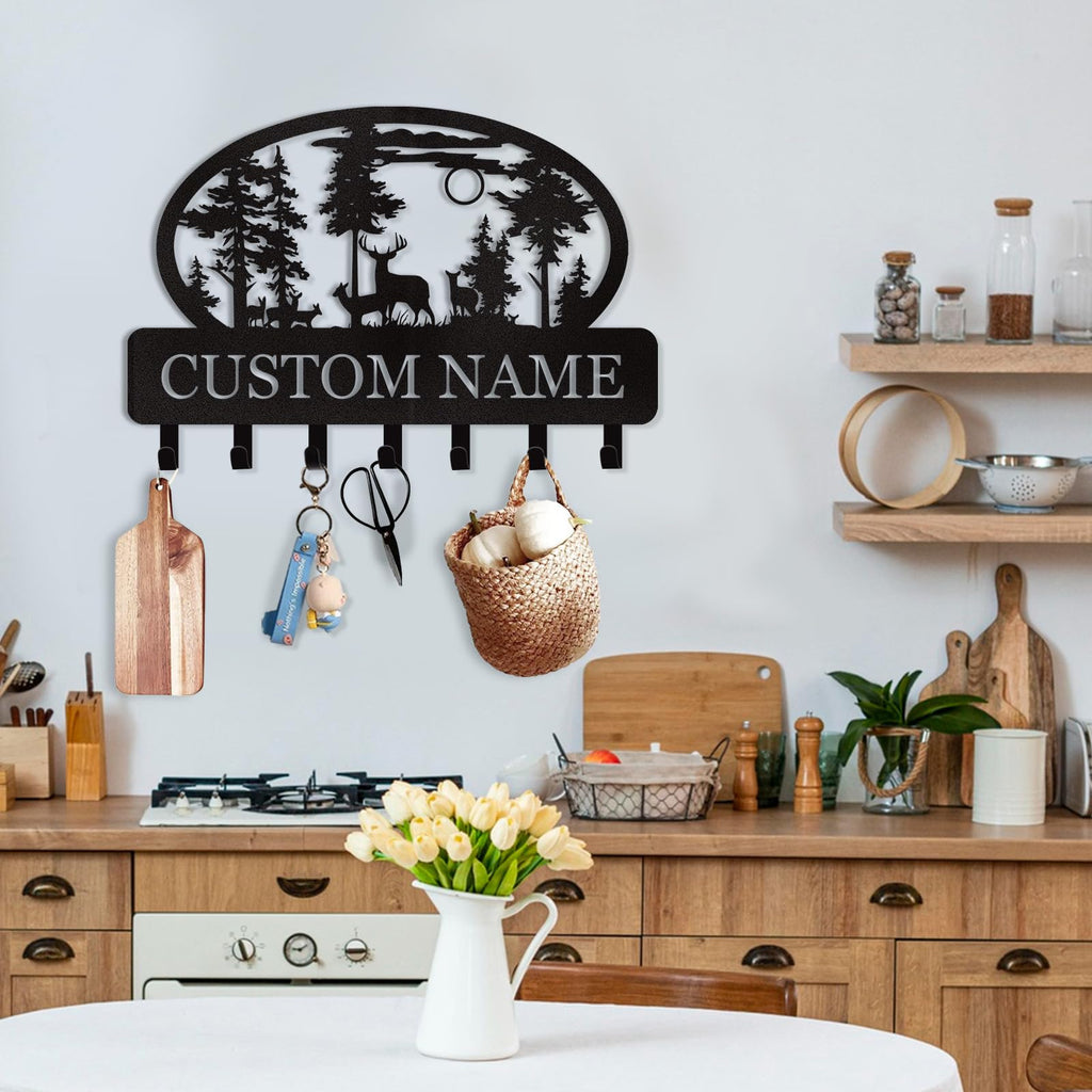 Dyoart Personalized Couple's Name Key Rack, Wall Mounted Metal Key Holder for Housewarming Gifts,ignent Bedding