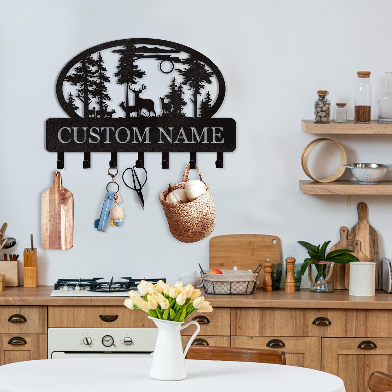 Dyoart Personalized Couple's Name Key Rack, Wall Mounted Metal Key Holder for Housewarming Gifts,ignent Bedding