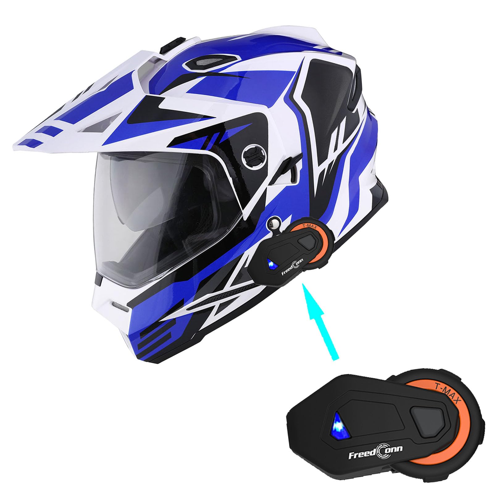 1Storm Dual Sport Motorcycle Motocross Off Road Full Face Helmet Dual Visor: HF802