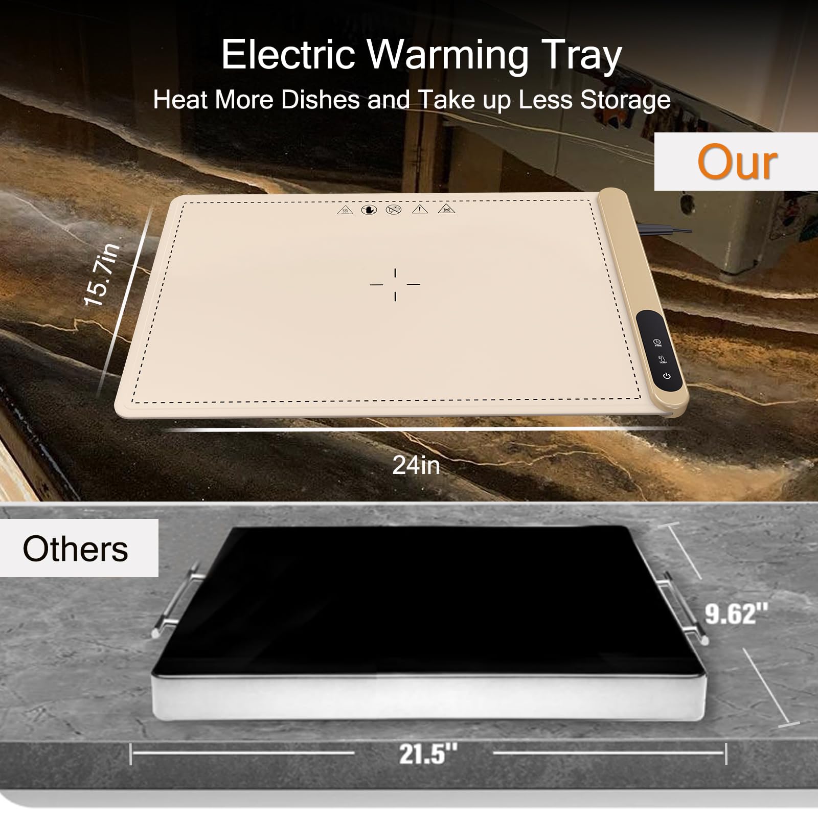 Upgrade Warming Mat for Food with Adjustable Temperature-Portable Electric Warming Tray,Roll Up Silicone Food Warmer for Parties with 3 Temperature Settings,Versatile Food Warmers for Parties Buffet