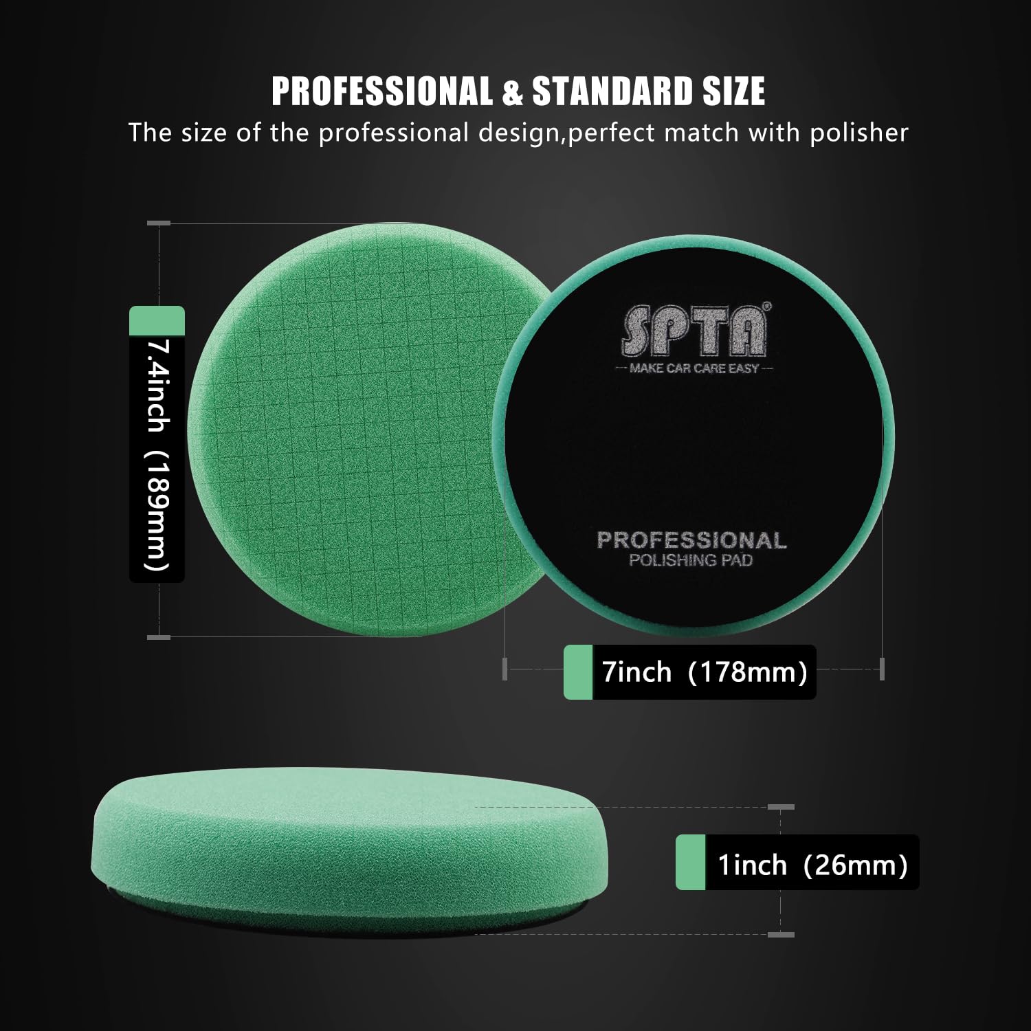 Blue T60 Moderate-Cut Foam Polishing Pads, SPTA 1Pc 3.5 Inch Face for 3 Inch 80mm Backing Plate Compound Buffing Sponge Pads for Car Buffer Polisher Compounding, Polishing and Waxing -FPTSS3G