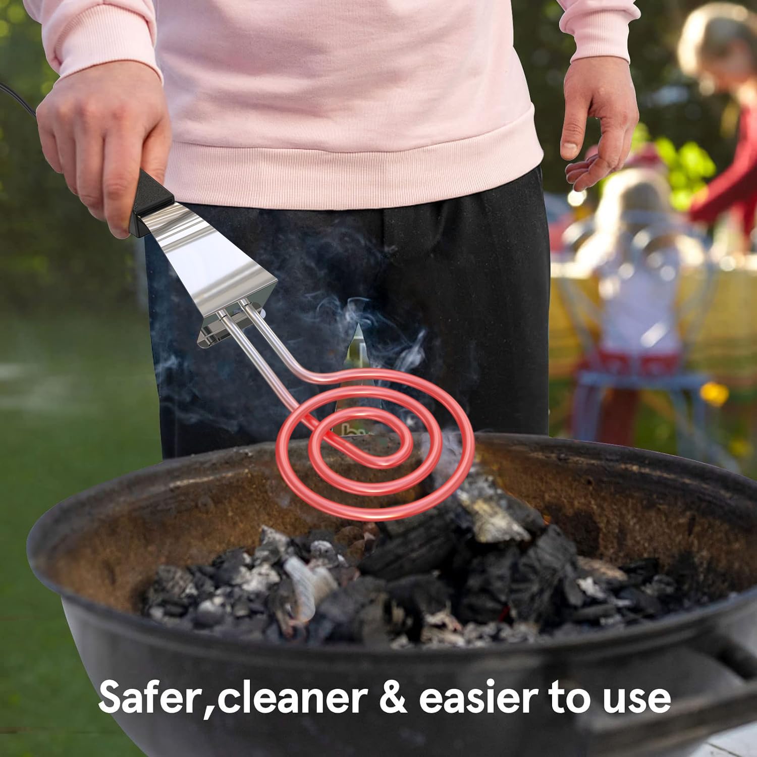 600W Electric Charcoal Starter Fire Lighter for BBQ Grill Smoker Fireplace, Firepit, Stove - Quickly Ignite Coals Briquettes Without Lighter Fluid or Matches - 29 Inch Power Cord