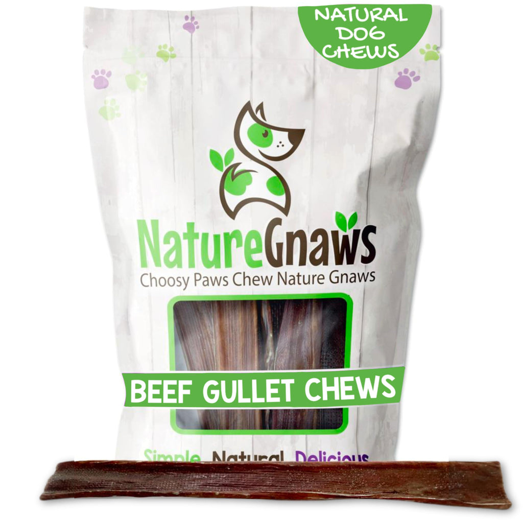 Nature Gnaws Beef Gullet Chews for Small Dogs 4-5" (20 Count) - Natural Beef Jerky Stick Dog Chew Treats - Rawhide Free