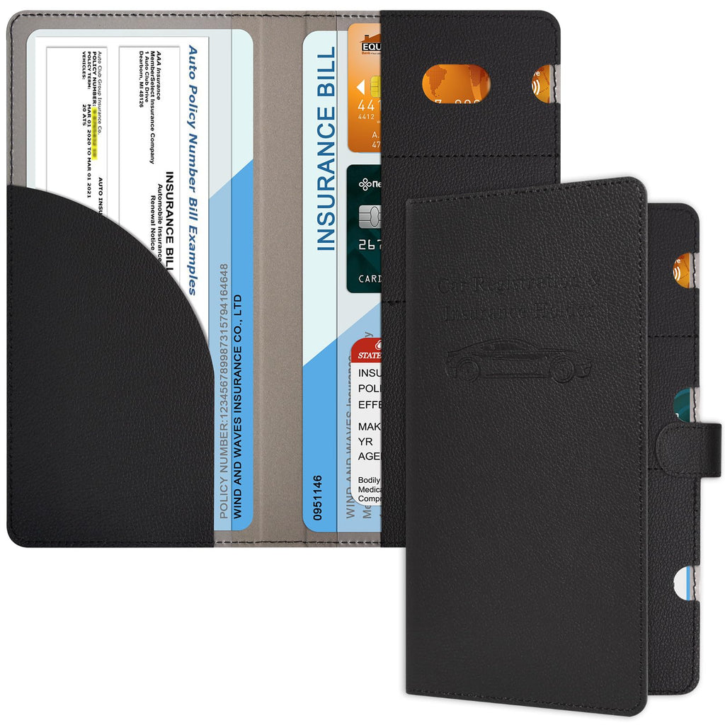 RSAquar Car Registration and Insurance Holder, Vehicle Glove Box Organizer Cool Car Accessories, Auto Truck Document Holder for Cards, Driver License, Black Glitter