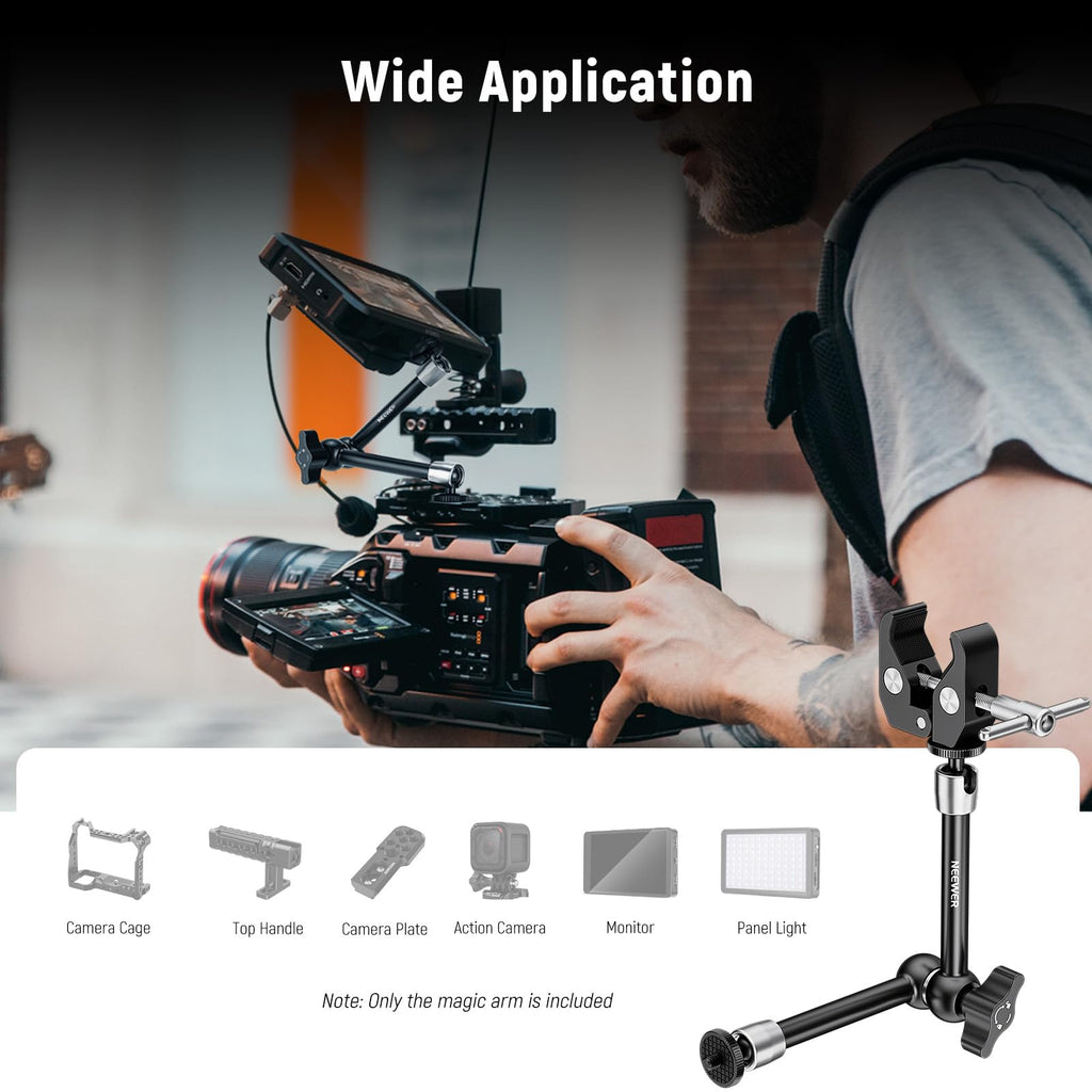 NEEWER 5.9"/15cm Adjustable Friction Magic Arm with 1/4" Screw on Both Ends, Compatible with SmallRig Cage, Flash/LED Light/Microphone/Monitor/SuperClip, Max Load 4.4lb/2kg, ST15