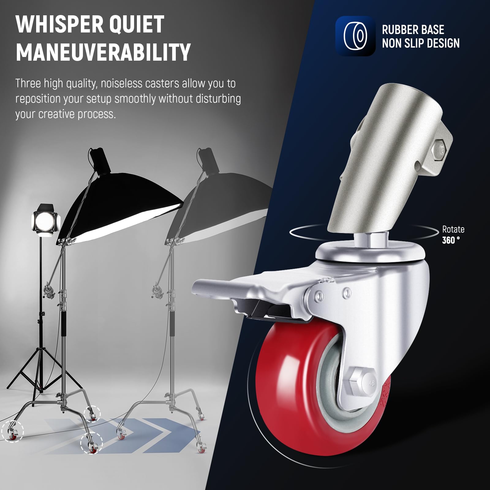 NEEWER Pro 100% Stainless Steel Heavy Duty C Stand with Boom Arm, Max Height 68"/172cm Photography Light Stand with 2.7ft/83cm Holding Arm, 2 Grip Head for Studio Monolight, Softbox, Reflector, SC172
